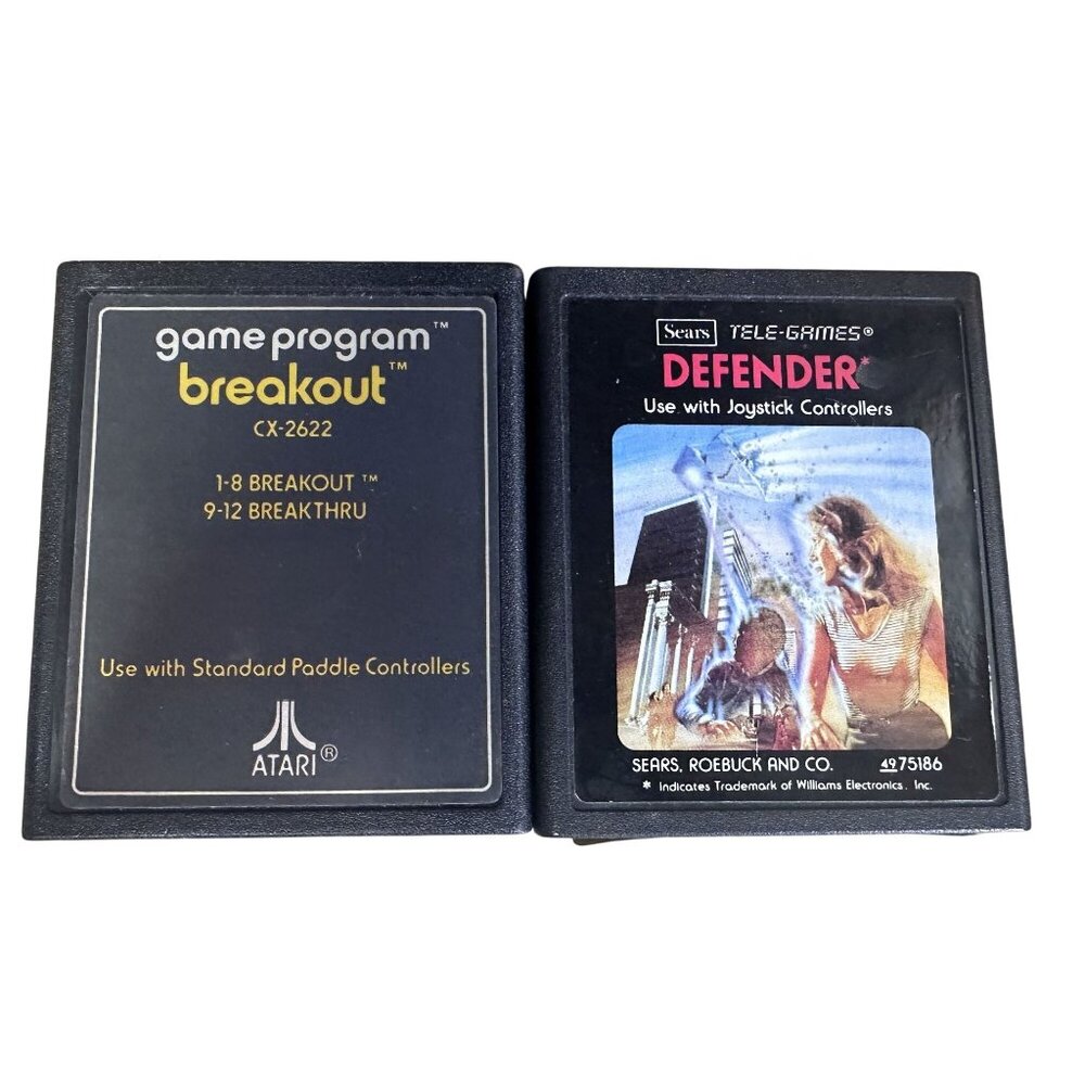 Vintage Atari 2600 Games 2 Games Tele-Games Defender & Breakout
